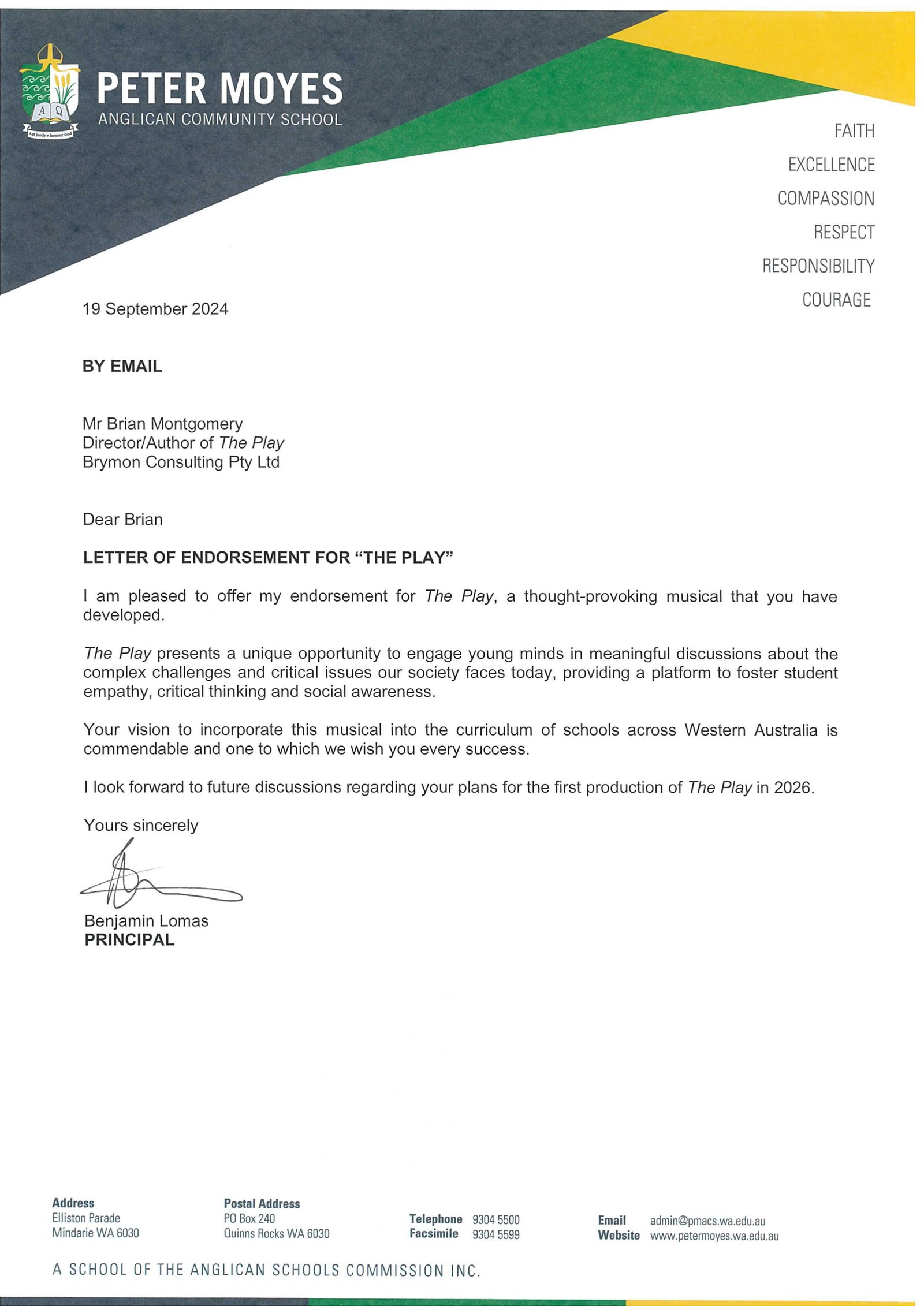 Endorsement Letter
